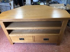 Oak Corner TV Stand Solid Wooden Media Cabinet