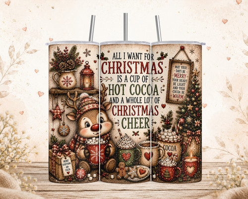 Xmas reindeer 20oz skinny - xmas,