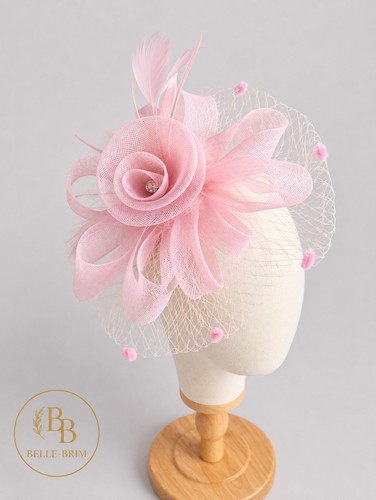 Baby pink mesh fascinator - mesh, hat