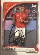 Manchester United Diego Leon Hand Signed Topps Card