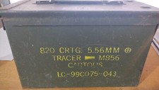 5.56 tracer Metal Ammo Box Military Storage Container Olive Green Folding Clasp