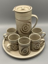 ABATY POTTERY WALES STONEWARE HANDTHROWN COFFEE SET BY DENNIS LACEY