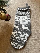 Matalan Knitted Christmas Stocking Letter/Initial B