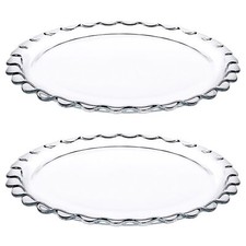26cm Large Round Clear Glass Dessert Plates Modern Serving Dish Set of 2