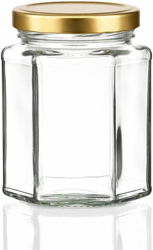 280ml hexagonal glass jar with - hexagonal,