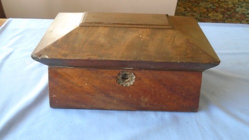 Antique tea caddy large - caddy,