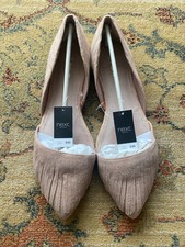 NEW NEXT LEATHER SUEDE DUSKY PINK TASSEL POINTED TOE SHOES SIZE UK 5 EU 38 £40