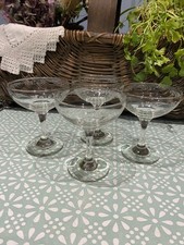 4 Victorian ?  Decorated short stem Champagne Cocktail Martini Glasses. Lovely