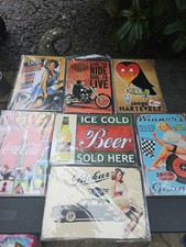 7x Various Metal Signs 30x 20 Man Cave Shed Garage Motocycle Drinks Tin Sign