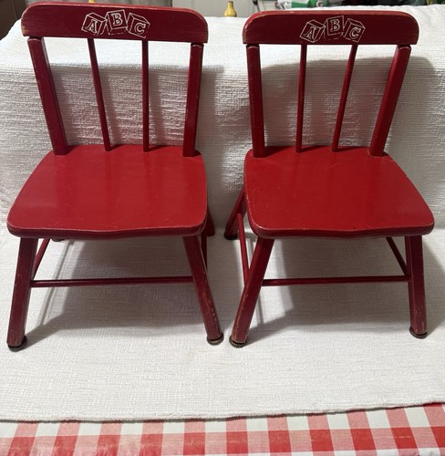Vtg mcm red stencil - (1)vtg.mcm, red/wh.stencil-abc