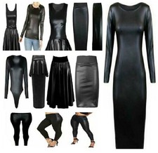 Women's Sexy Wet Look Black