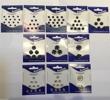 Snap Fasteners Poppers Press Studs Metal Plastic Small Medium Large Black Silver