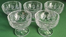 5 Crystal   Footed Sundae Dishes, Dessert / Ice Cream Bowls  9.5 cm Tall