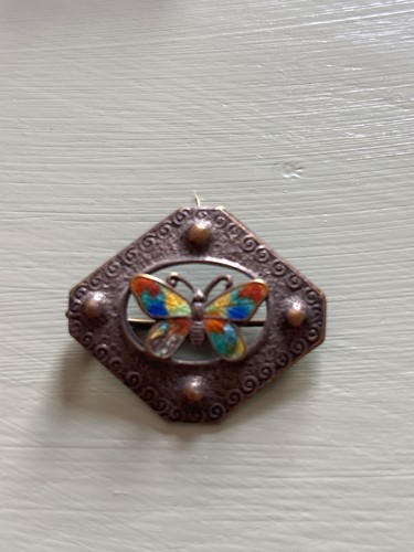 Vintage enamel butterfly - vintage,