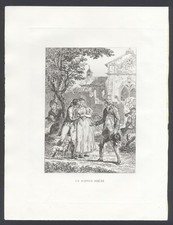THE BORROWED KISS, by FRAGONARD, engraving of 1795 + PASSEPARTOUT
