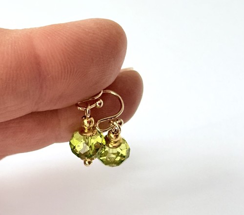 Peridot green crystal earrings - green,