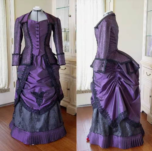 Purple victorian bustle dress - bustle,