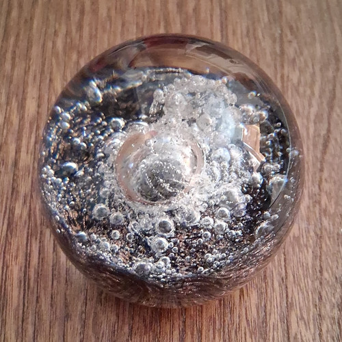 Clear glass paperweight - clear, bubble