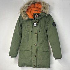 SUPERDRY Lucy Rookie Down Padded Parka Jacket, Khaki Uk6 RRP £159