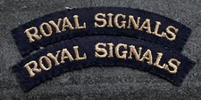 Genuine WW2 Royal Signals Serifs Pattern Cloth Shoulder Titles