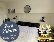 1.4m Tall Wall Bedroom Kit Easy Fit Wall MDF Panelling, Free Primer + Trim/Shelf