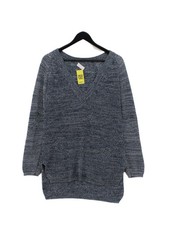 Wrap Women's Jumper UK 12 Blue 100% Cotton V-Neck Pullover