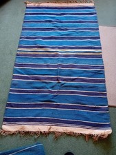 Vintage Scandinavian dusky pink woven rag rug