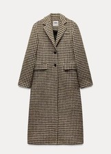 ZARA ZW Collection Check Plaid Coat Ecru/Yellow 2024/25 Season UK S BNWT RRP£179