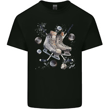 Ice Hockey Boots Stick & Pucks Mens Light Cotton T-Shirt