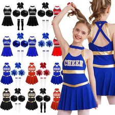 Loyan Girls Cheerleading Uniform Skirt Halloween Dress Up Cheer Leader Costume