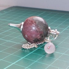 Auction Rhodonite Ball Dowsing Pendulum Gemstone Crystal Dowser
