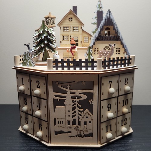 Lighted wooden advent calendar - lighted,