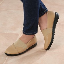 Ladies Comfort Slip On Shoes Wide Fit Elasticated Wedge Heel Non Slip Sole Size