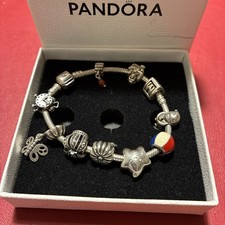 Pandora Sterling Silver Charm Bracelet with 10 Charms 17cm