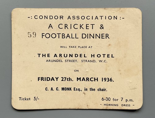 March 1936 condor assn - 1936, cricket
