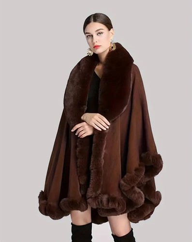 Women elegant faux fur cape - elegant,