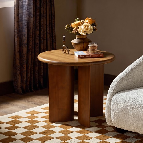 Walnut finish pine wood round - pine,