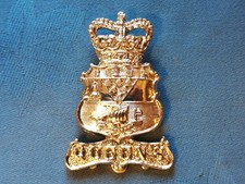 Staybright/anodised. Queens University ( Belfast ) Officer Training cap badge.