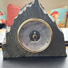 VINTAGE SHORTLAND & BOWEN BRITISH MADE DESK TOP HEAVY UNIQUE SLATE BAROMETER