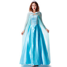 UK Seller New Ladies Women Elsa Blue Fancy Dress Costume Outfit UK size 6-16