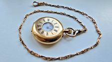 14ct Gold Swiss Pocket Watch half hunter & 9ct Watch Chain