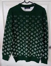 Louis Vuitton Mens Monogram Sweater  Dark Green Size Medium 
