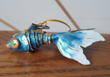 BLUE KOI CARP beautiful oriental fish metal Christmas tree bauble, decoration