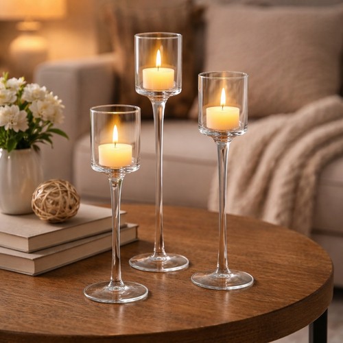 Clear glass tealight holders - clear,
