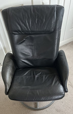 IKEA Malung reclining black leather swivel chair 