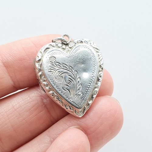 Antique solid silver heart - antique,