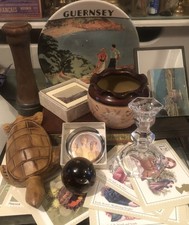 JOB LOT OF VINTAGE COLLECTABLES, CUT GLASS, PAPERWEIGHTS, TURTLE, ROSEBERRYS +