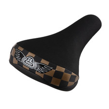 SE Racing Flyer BMX bicycle seat saddle, 8mm rails CHECKERBOARD BLACK/GOLD