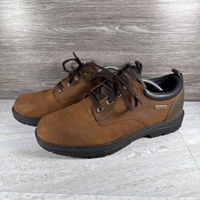 Skechers Mens UK9.5 Relaxed Fit Waterproof Brown Leather Lace Shoes Gel Infused