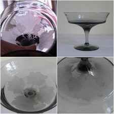 Etched Wedgwood Dartington Glass Helene Tall Comport in Midnight WUS123